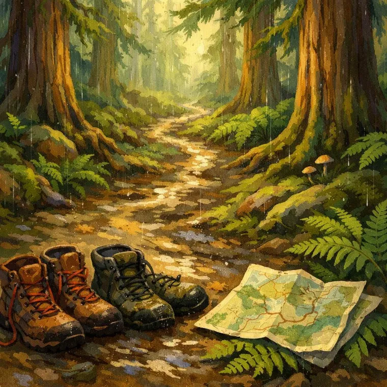 The trail in the rain